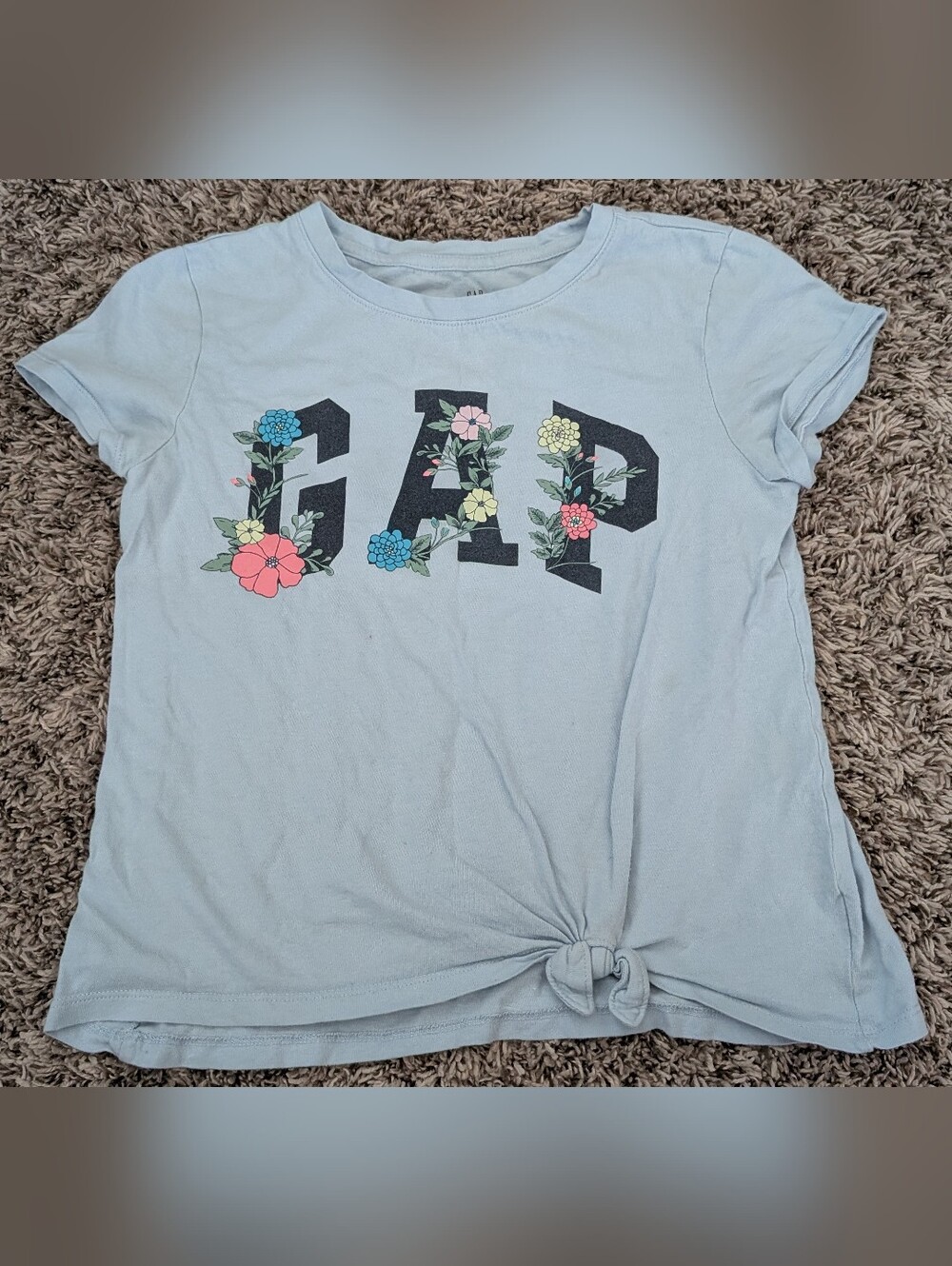 GAP Floral Logo Tie-Front Tee - Light Blue